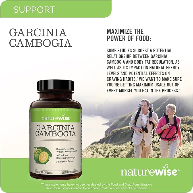 NatureWise Garcinia Cambogia - 60% HCA Concentration Extract,Natural Support for Weight Goals and Energy Levels - Vegan,Non-GMO,Gluten Free - 180 Capsules[2-6 Month Supply],(Pack of 2)
