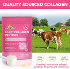 Multi Collagen Peptides Powder, 1 lb Unflavored Hydrolyzed Collagen Types I, II, III, V, X，16 oz (41 Servings)-Hyaluronic Acid Power,Grass Fed Collagen Supplements for Women and Men, Non GMO