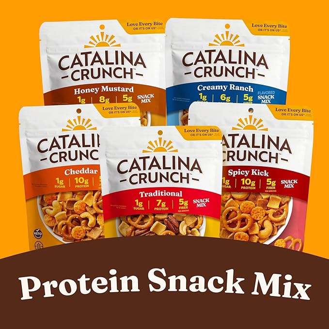 Catalina Crunch Protein Snack Mix with Cheese Crisps | 10g Protein, 1g Sugar per Serving | Good Source of Fiber, Keto, Gluten Free | Variety Pack (Pack of 6) - Packaging May Vary