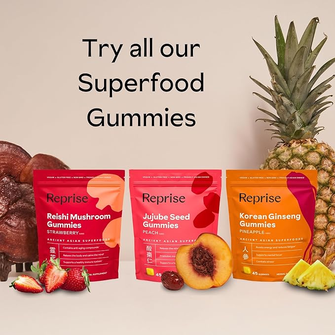 Reprise Goji Berry Superfood Gummies - All-Natural Antioxidant, Digestion, 240 mg Full-Potency, Low-Sugar, Vegan, 45 Blueberry Flavored Gummies (Pack of 1)