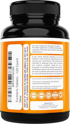Turmeric for Dogs (155mg) Turmeric Curcumin Supplement for Dogs with BioPerine - Immune System Hip, Mobility & Joint Support - 120 Chicken Flavor Chewable Tablets - Third Party Tested & Non-GMO