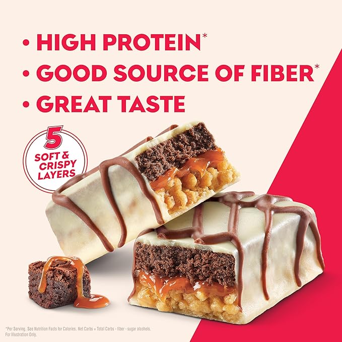 Atkins High Protein Bars, Brownie Delight Flavor, 15g of Protein, 4g Net Carbs, Keto Protein Bars, Low Sugar, 4 Count