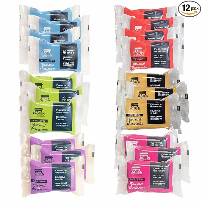 Low Carb Protein Cheesecake Bars | High Protein, Gluten-Free, Clean Ingredients Snack Bars (12, Variety)