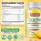Glycine 3g Gummies, with L Alanine 1000 mg, L Theanine, GABA, Vitamin B6, Sleep Support, Muscle Relaxation, High Absorption Glycine Supplements for Adults, Sugar Free Pineapple Flavor, 60 gummies
