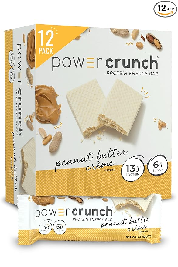 Power Crunch Protein Wafer Bars, High Protein Snacks with Delicious Taste, Peanut Butter Crème, 1.4 Ounce (12 Count)