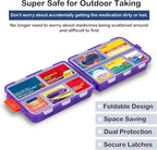 2026 New Extra Large Pill Box with Medicine Labels Travel Essentials Daily Med Container Mini Medication Organizer Storage Organizer Case 7 Day Pill Organizer(Purple)