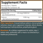 Bronson Calcium 1200mg Per Serving Plus Vitamin D3 1000 IU High Potency Formula, Non-GMO, 120 Tablets