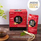 KWANGDONG Ssang Hwa Jin (Red Ginseng) - Korean Traditional Herbal Red Ginseng Tea, Supports General Wellness, Energy, and Vitality, 10 Pouches