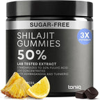 Shilajit Gummies – 20:1 Concentrate – 50% Fulvic Acid, Himalayan Sourced – Ashwagandha + Turmeric – Sugar-Free – Lab Tested