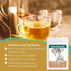 Hawthorn Tea Organic (40 Tea Bags) - Hawthorn Leaf Tea - Hawthorne TeaBags for Pressure Balance, Heart Health - Hojas de Espino Blanco