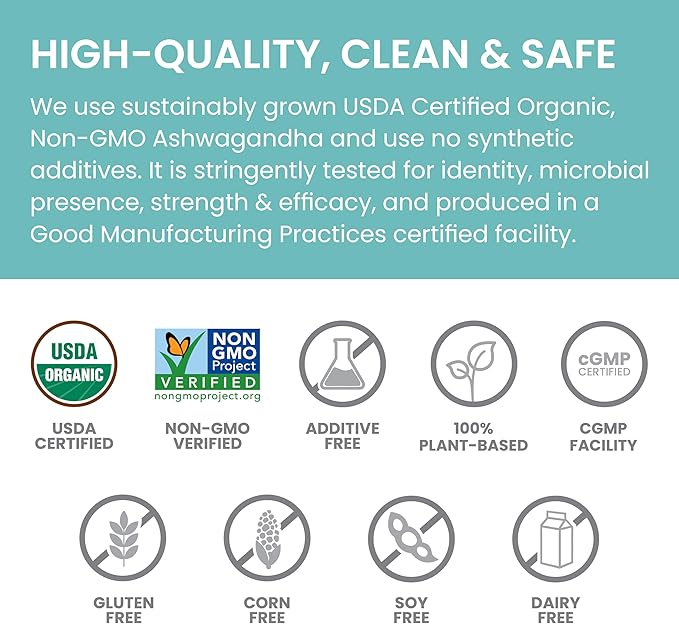 Himalaya Organic Ashwagandha Root, 30 Day Supply - Herbal Adrenal Support Supplements for Stress Relief and Energy Support - USDA Organic, Non-GMO, Vegan, Gluten Free, No Additives, 670 mg, 30 Caplets
