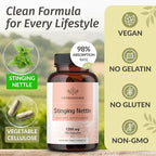 HERBAMAMA Stinging Nettle Capsules - 1200mg Stinging Nettle Root Extract for Urinary Tract Support - Vegan, Non-GMO Urtica Dioica Supplement