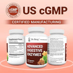 Dr. Berg Advanced Digestive Enzymes with Apple Cider Vinegar - Includes Digestive Health Ingredients Like Betaine Hydrochloride (HCI), Ginger Root & Peppermint Leaf - 180 Capsules