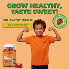 Tall Gummies for Kids Age 2+ & Teens- Tall Gummies with Calcium, Vitamin D3 + K2, Zinc, Magnesium, L-Arginine, Vitamin C for Teen Boys & Girls- Strawberry Flavour 60 Gummies