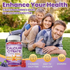 Calcium Citrate Gummies - 1200mg Calcium Gummies Supplements for Women & Men with Vitamin D3, K2, Magnesium, Zinc High Absorption for Bone, Muscle & Immune Support, Grape Flavor, 120 Count