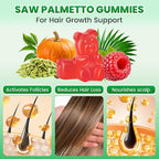 Saw Palmetto Gummies 600mg for Men & Women – Pumpkin Seed Oil Gummies with Saw Palmetto Supplement for Hair Growth & Skin Health, DHT Blocker - Sugar Free, Non-GMO, Raspberry Flavor 120 Count