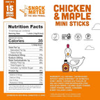 The New Primal Snack Mates Chicken & Maple Sticks, Gluten Free Healthy Snacks for Kids, Low Sugar High Protein Back to School Snacks, Mini Paleo Jerky Meat Stick, 5g Protein, 35 Calories, 0.5 Ounce (Pack of 90)