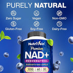 Nutrivein Premium NAD + Resveratrol Supplement 600 mg - 30 Servings (60 Capsules): Powerful Synergistic NAD Resveratrol Supplement - Aging, Cognition, Metabolism, & Overall Well-Being