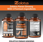 Zolotus Korean Red Panax Ginseng + Ginkgo Biloba, Ashwagandha, Beetroot, Green Tea - 120 Capsules for 2 Month Supply