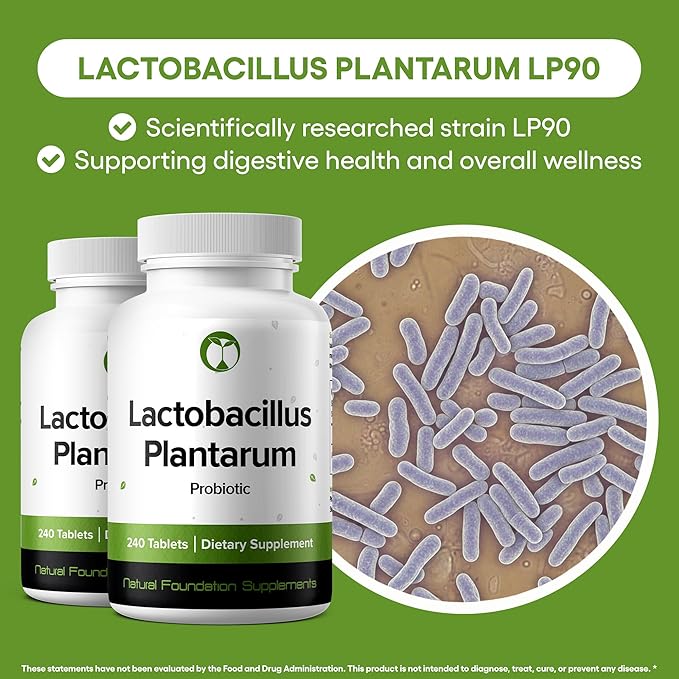 Lactobacillus Plantarum Probiotic Supplement 240 Tablets 3 Billion CFU Probiotics for Men & Women Supports Intestinal Digestive & Gut Health (240, Lactobacillus Plantarum)