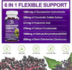 Glucosamine Chondroitin Gummies - 3- Pack, Extra Strength 1500mg Glucosamine with MSM & Elderberry, Flexibility Support, Best Cartilage & Immune Support Supplement for Men and Wome - 180 Gummies