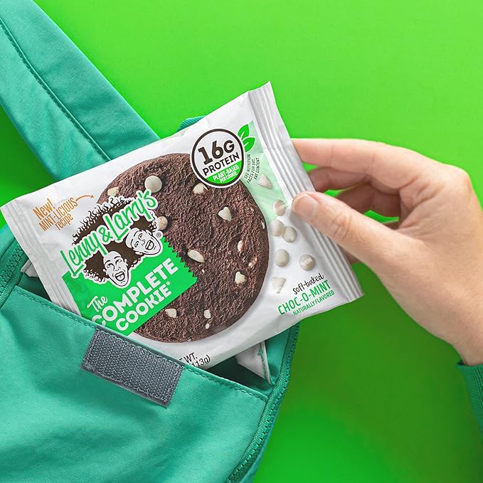Lenny & Larry's Complete Protein Cookie, [Choc-O-Mint], Chewy Soft Baked, 16g Plant Protein, Vegan, Non-GMO, High Fiber, [4 Ounce] Cookie,(Pack of 24)