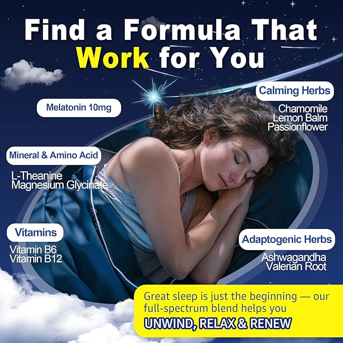 Nextdia Sugar Free Melatonin Gummies 10mg 20mg Magnesium Glycinate Melatonin for Adults, Ashwagandha, L-Theanine, B6, B12, Lemon Balm and Chamomile for Deep Relaxation, Antioxidant, Vegan, 60 Day
