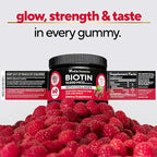 Biotin Gummies 10000mcg for Women and Men - Extra Strength Hair, Skin and Nails Gummies with Collagen - Natural Biotin Gummy Supplement for Hair, Skin, Nails Support - 60 ct