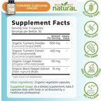 Organic Turmeric Curcumin Supplement in Capsules with Ginger and Black Pepper - Tumeric