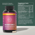 Primal Harvest Hair Growth Vitamins, 2 Pack - 120 Pills, Natural Hair Regrowth, Thickening, and Supplement for Men & Women with Biotin & Zinc