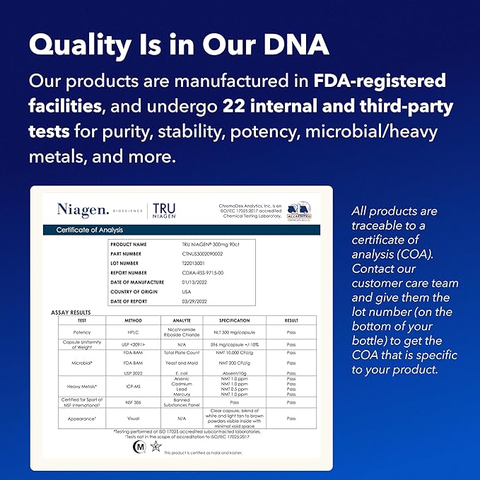 TRU NIAGEN Patented NAD Supplement for Brain Function, Anti Aging & Cell Regeneration, 300mg Niagen, 90 Servings | Supports Cellular Energy, Muscle | Nicotinamide Riboside (NR) Take 1 Daily | 2 Bottle