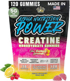 Creatine Monohydrate Gummies 5g - Raspberry Lemonade Flavored Creatine for Women and Men - Supplement for Muscle Gain, Strength, Energy, Cognitive Health, Pre and Post Workout, Recovery, (120 Gummies)