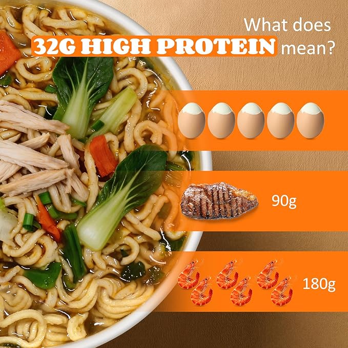 Healspot High Protein Instant Ramen Variety Pack (6 Cups) - 32g Plant-Based Protein, Non-Fried, Low Carb, Keto & Vegan Friendly (Smoky-Beef/Classic-Pork)