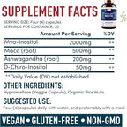 Myo-Inositol & D-Chiro Inositol 40:1 Ratio 2,000 mg - PCOS Supplements with Maca Root & Ashwagandha - Ovarian Health Support Vitamins - Hormone & Fertility Supplements for Women - 120 Vegan Caps