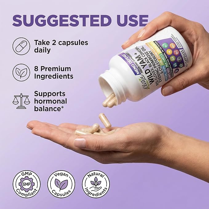 Clean Nutra Wild Yam Root Capsules with Red Clover Black Cohosh Evening Primrose Oil Chasteberry Dong Quai DIM Ashwagandha Grape Seed Extract Milk Thistle Lemon Balm and more Hormone Balance For Women