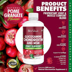 Bio Naturals Liquid Glucosamine Chondroitin MSM Pharmaceutical Grade Supplement with Hyaluronic Acid – Maximum Strength Joint Support - 32 fl oz