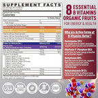 Nextdia Brain & Mood Support Gummies, Super Vitamin B Complex for Men & Women, All B Vitamin B1 B2 B3 B5 B6 B7 Folate MethyB12 with PABA, Inositol, Choline, Supports MTHFR Gene & Energy, Vegan, 120Ct