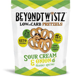 BeyondTwistz Low Carb Pretzels, Sour Cream and Onion, Keto Friendly, 2g Net Carbs, 18g Protein, Powered By HealthSense® High Fiber Wheat Flour, Family Size 8oz Bag, Pack of 1