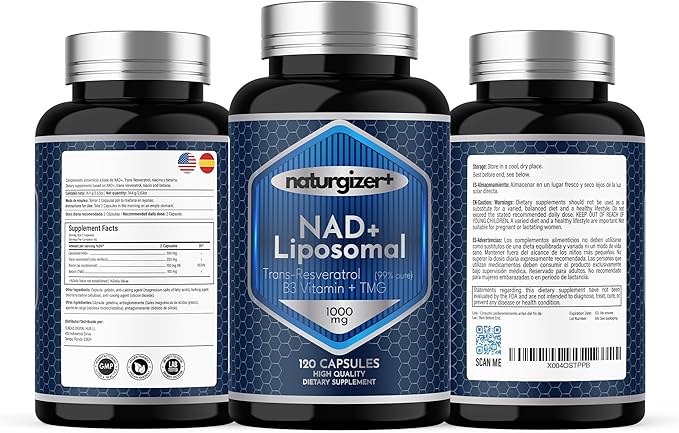 Liposomal NAD+ Supplement with Resveratrol, TMG & Vitamin B3 | 4-in-1 Healthy Aging & Cellular Energy Support | High Absorption NAD Plus for Men & Women Over 40 | 120 Capsules