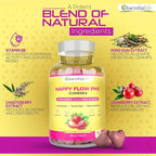 PMS Gummies - Happy Flow PMS Support Supplement for Women - Strawberry PMS Relief Supplement with Vitamin B6 for Hormone Balance, Period Support, Cramps, Hormonal Acne & Bloating Relief (180 Count)