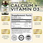 Calcium 1200 mg with Vitamin D3 Per Serving - Bone Health Supplement, Vitamin D & Calcium Supplements for Women & Men - Bone, Teeth & Immune Support, Nature's Calcium Pills, USA Bottled - 60 Tablets