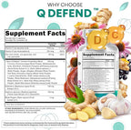Q Defend Quercetin Supplement with Zinc Vitamin C Vitamin D Elderberry Turmeric Black Pepper Garlic Ginger Sea Moss Lysine Stinging Nettle Reishi Mushroom Immune Support 60 Capsules by Clean Nutra