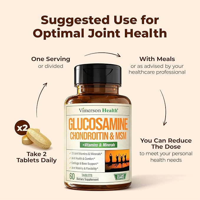 Glucosamine Chondroitin MSM Supplement – Advanced Joint Supplements for Men and Women w/Glucosamine Sulfate 1000mg, Chondroitin Sulfate & MSM, Vitamin B12 and More for Joint Health – FSA Eligible