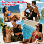 Tanning Gummies Supplement for Women Men: Daily Bronzing Tanning Gummies with Astaxanthin Beta-Carotene L-Tyrosine Lycopene, Melanin Supplement for Natural Glow Healthy Skin Sun Sensitivity Vegan 60CT