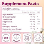 Myo-Inositol & D-Chiro Inositol 2000mg Per Serving for Women - Inositol 40:1 Formula with Spearmint, Vitamin D3, Zinc & Magnesium - Hormone Balance for Women, Ovarian Support - 120 Capsules - 3Packs