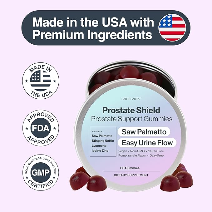 Prostate Health Gummies for Men & Women with Saw Palmetto & Lycopene - Prostate Supplements, Urinary Support, 9-in-1 Formula, Vegan, Gluten-Free, Non-GMO - 60 Gummies, 30 Day Supply