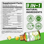 Liquid Magnesium Glycinate Supplement 1000mg, Calm Magnesium Citrate, Taurate Drops with Omega 3, Zinc, Ashwagandha, L-Theanine, Chamomile for Sleep, Mood, Stress Relief, Bone, Muscle, Lemon Flavor