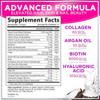 Hair Vitamins for Women for Hair Growth - Argan-Infused Supplement with Collagen, Biotin and Hyaluronic Acid - Supports Faster Hair Growth, Skin & Nails Beauty Vitamins, Bottled in USA - 120 Softgels
