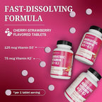 BioSchwartz Bariatric D3 K2 Dissolvable Tablets - 90 Cherry-Strawberry Tablets - Supports Bone Strength - Bariatric Vitamins for Women with Vitamin D3 5000 IU - Third Party Tested, 90 Servings