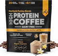 MariGold High Protein Collagen Coffee - Vanilla Collagen Latte, Dairy Free, 20g Grass-Fed Type I & III Collagen Peptides, Energy Boost, 2 Shots Organic Espresso, Non-GMO, 1 Lb Bag, 15 Servings